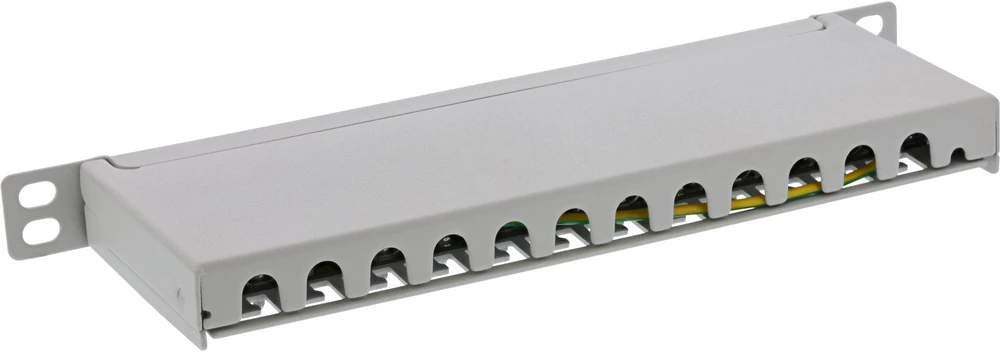 InLine® 10'' pach panel Cat.6A 0.5U 12 prievadų, šviesiai pilkas, RAL7035
