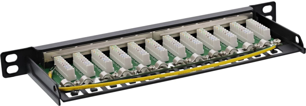 InLine® 10'' pach panel Cat.6A 0.5U 12 prievadų, juodas RAL9005