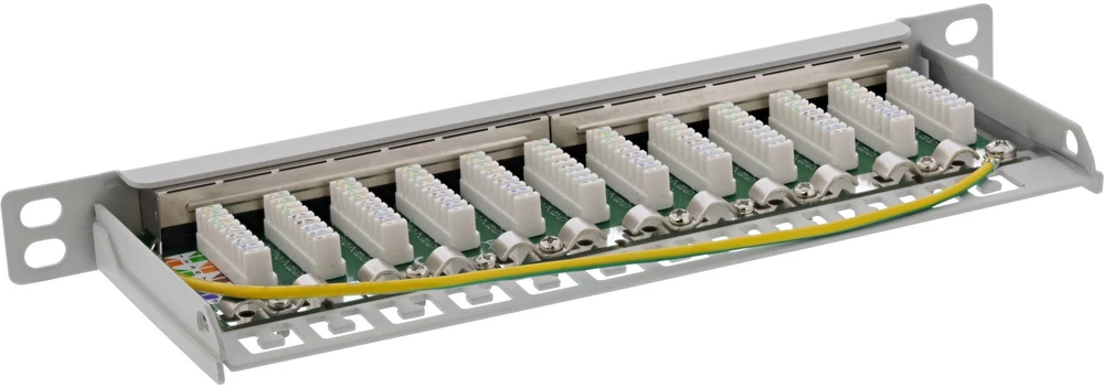 InLine® 10'' pach panel Cat.6A 0.5U 12 prievadų, šviesiai pilkas, RAL7035