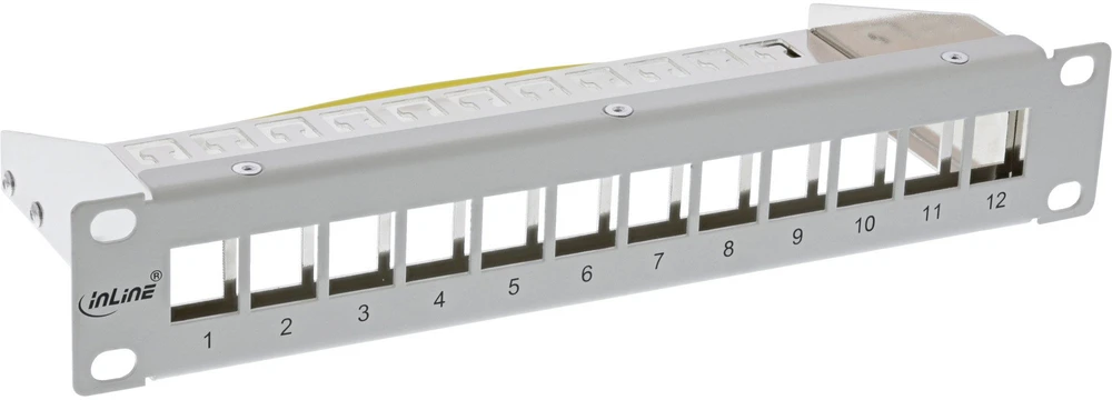 InLine® 10'' Patchpanel tuščias skydelis 12 vietų, Keystone moduliams, 1U, RAL 7035 pilkas