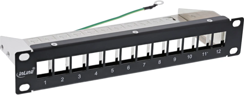 InLine® 10'' patch panelis tuščias skydelis 12 vietų, Keystone moduliams, 1U, RAL 9005 juodas