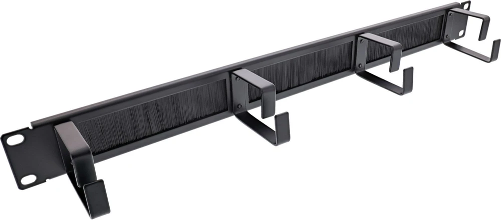 InLine® 19'' kabelių įvado plokštė su šepečiu, 1U, RAL 9005 juoda