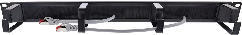 InLine® 19'' kabelių įvado plokštė su šepečiu, 1U, RAL 9005 juoda