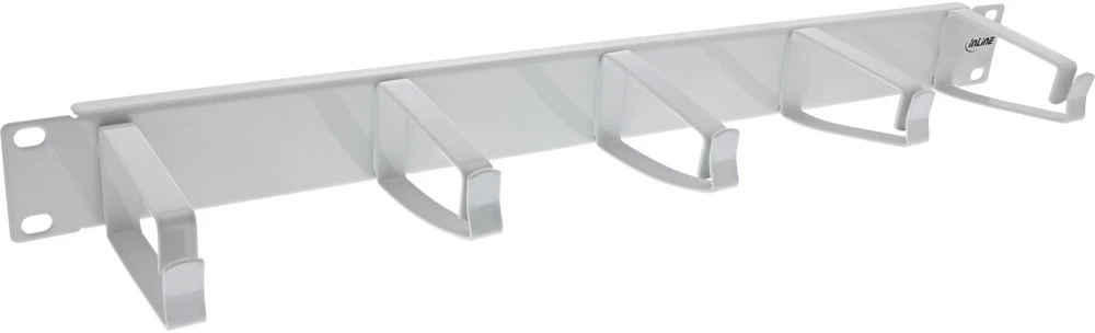 InLine® 19" Cable management panel, 5 large brackets, RAL7035, pilkas
