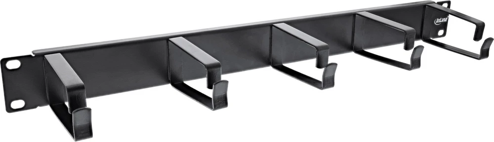 InLine® 19" Cable management panel, 5 large brackets, RAL9005, juodas