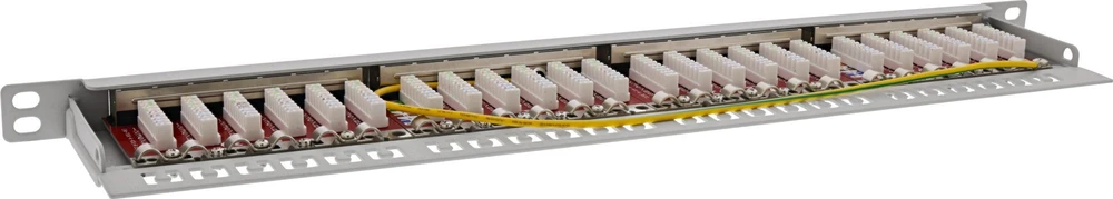 InLine® 19'' pach panelė Cat.6A 0,5 U 24 prievadų, su apsauga nuo dulkių, pilka