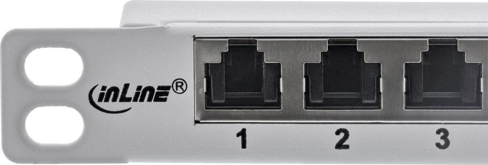 InLine® 19'' pach panelė Cat.6A 0,5 U 24 prievadų, su apsauga nuo dulkių, pilka
