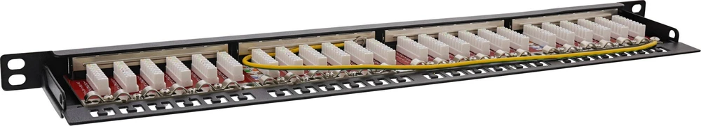 InLine® 19'' pataisų skydelis Cat.6A 0,5 U 24 prievadų, su apsauga nuo dulkių, juodas