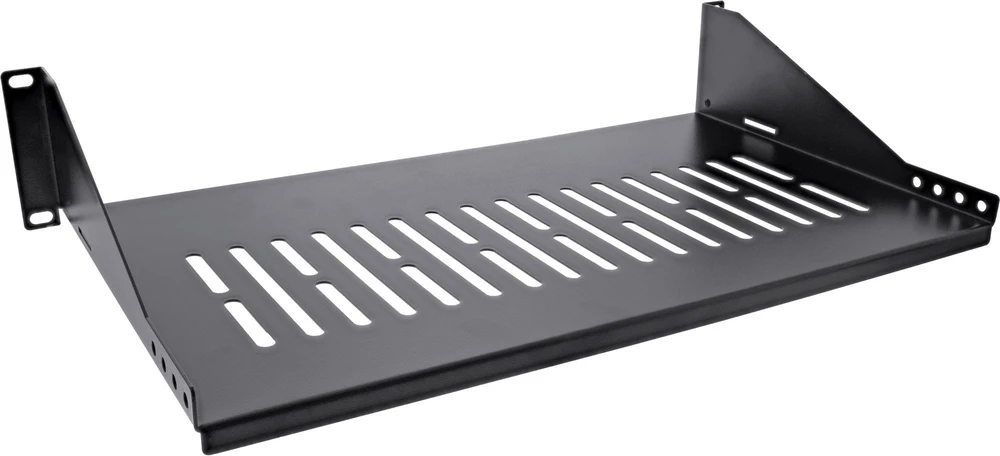InLine® 19" shelf, 250mm, 20kg, 2U, RAL 9005 juodas