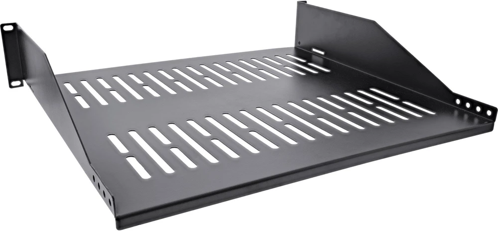 InLine® 19" shelf, 400mm 20kg, 2U, RAL 9005 juodas