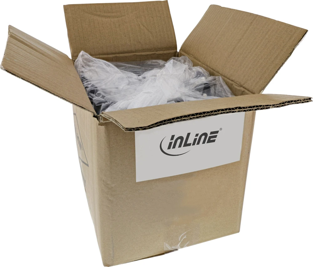„InLine“ 60 vnt. maitinimo kabelis „Bulk-Pack ®“, CEE7/7 kampinis į IEC-C13 kairįjį kampinį, juodas, H05VV-F, 3x0,75 mm², 0,5 m