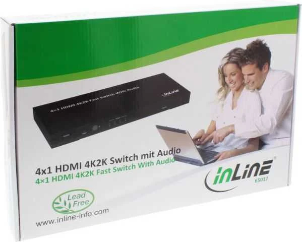 Šakotuvas InLine Switch 4x HDMI + Audio Juodas (65017)