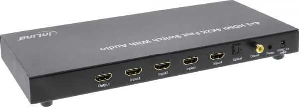 Šakotuvas InLine Switch 4x HDMI + Audio Juodas (65017)