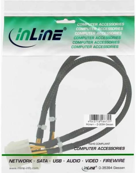 InLine ATX/EPS 8 kontaktų - ATX/EPS 8 kontaktų, 0,3m, Juodas (26630A)