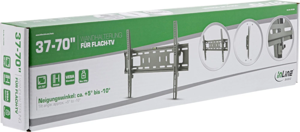 InLine ® Basic sieninis laikiklis, plokščiaekraniam televizoriui 94-178cm (37-70''), maks. 50kg