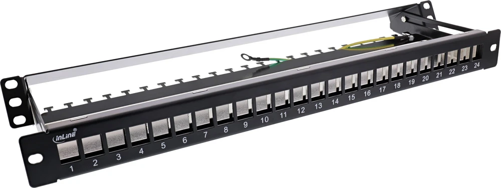 InLine® Tuščias pach panelis su ištraukiamu 19'' 24 portų 1U juodas RAL9005