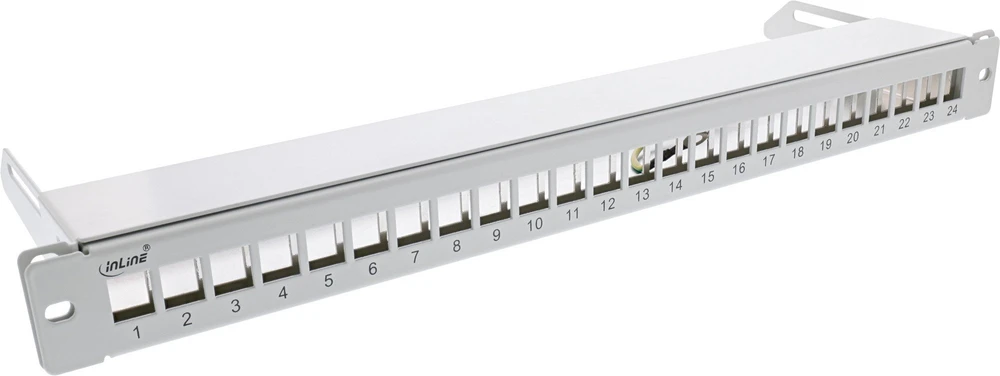 InLine® Tuščias pachpanelis su ištraukiamu 19'' 24 prievadų 1U šviesiai pilkas RAL7035