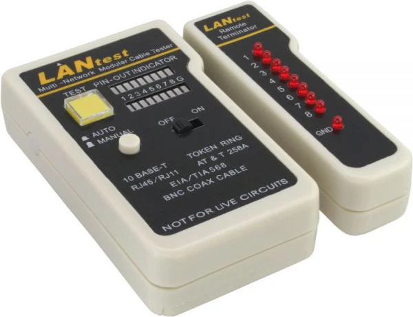 InLine BNC / RJ11 / RJ45 tinklo kabelio testeris (79998)