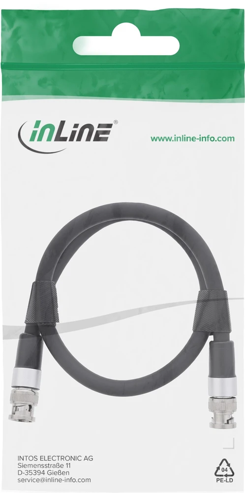 InLine® BNC vaizdo kabelis, 12G-SDI, 4K60Hz, 75 Ohm, 0,5m
