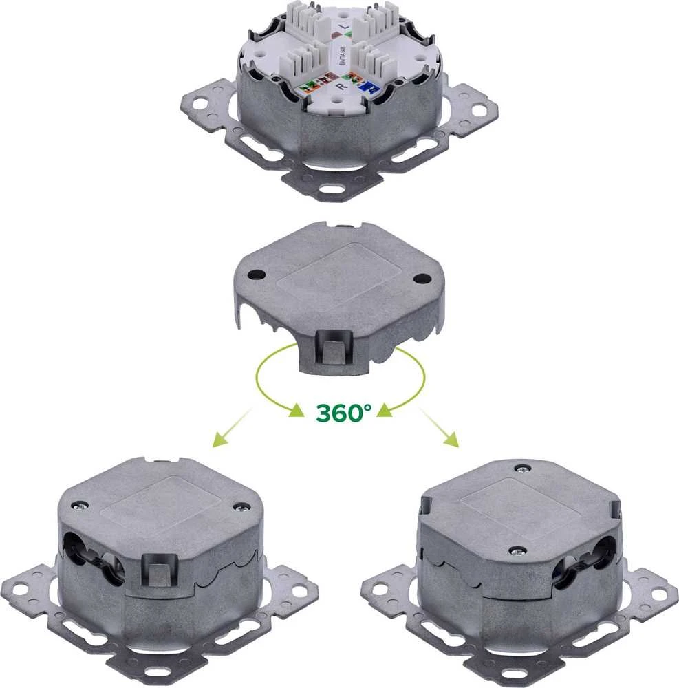 InLine® Cat.6A jungties dėžutė, 2x RJ45 lizdas, RAL9010, balta