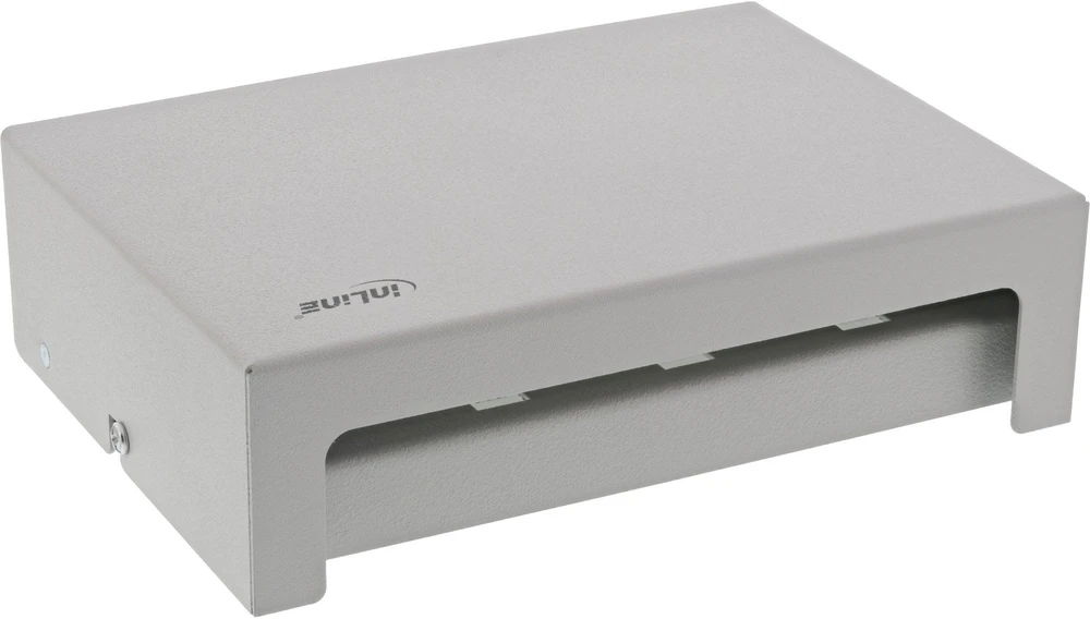 „InLine®“ darbalaukio konsolidavimo taškų dėžutė, 8 vnt. „Keystone“ RJ45, metalinė, šviesiai pilka RAL7035