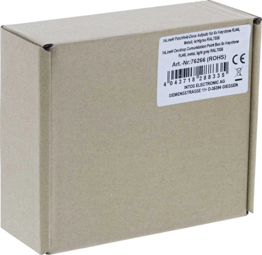 InLine ® Darbastalio konsolidacijos taškas Box 6x Keystone RJ45, metalo, juoda RAL9005