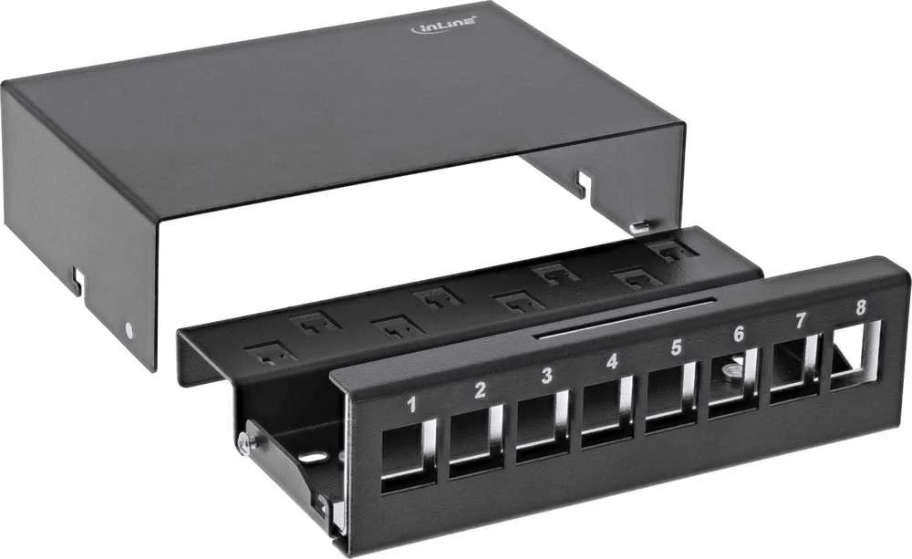 InLine® Desktop Consolidation Point Box 8x Keystone RJ45, metalas, juodas RAL9005