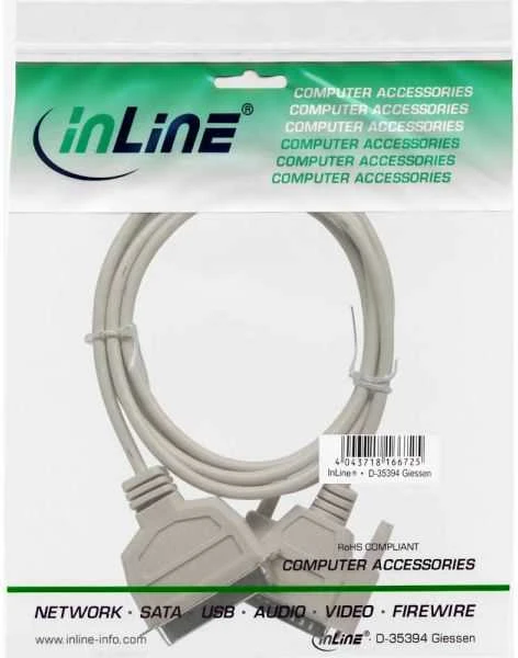 InLine DB-25 – Centronics 36 kontaktų, 2m, Pilka (11442)