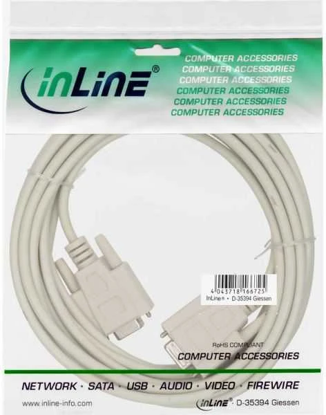 InLine DB-9 - DB-9, 10m, Pilka (12226)