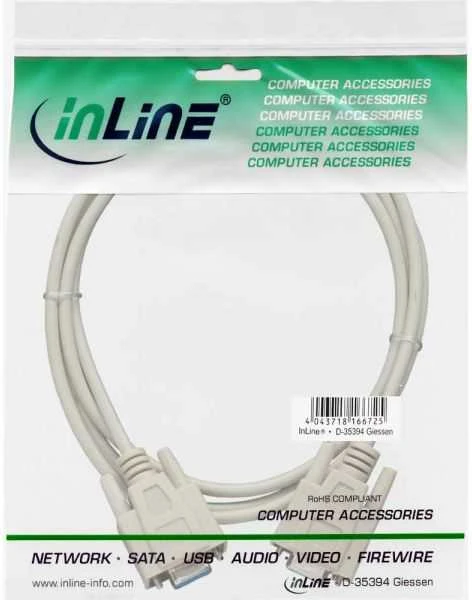 InLine DB-9 - DB-9, 1m, Pilka (12223)