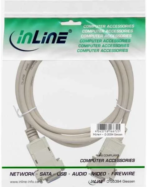 Intos InLine null modemo laidas su 9 kontaktų Sub D jungtimis, 2 m