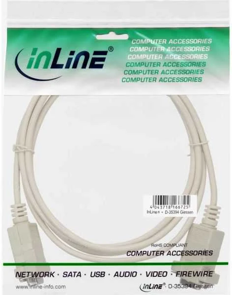 InLine DB-9 - DB-9, 3m, Kremas (12224L)