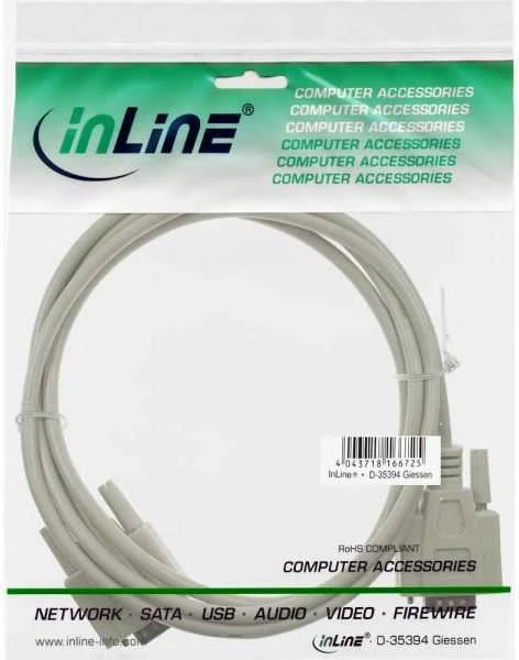 InLine DB-9 - DB-9, 3m, Kremas (12213)