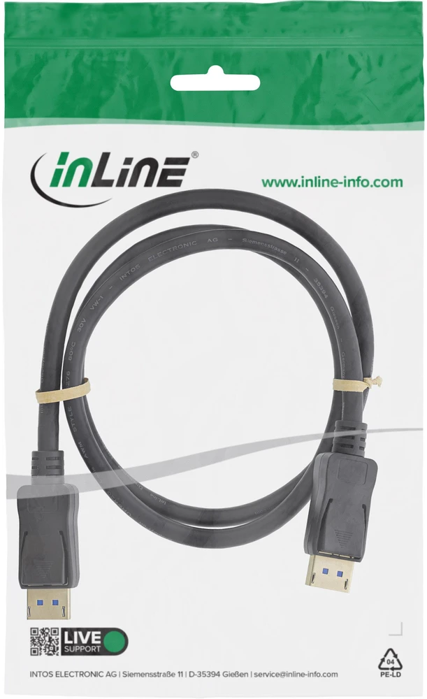 Kabelis InLine DisplayPort - DisplayPort 1,5 m juodas (15811P)