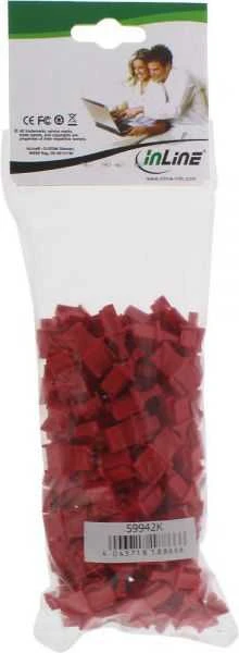 InLine Dulkių gaubtas RJ45 lizdui raudonas 100vnt. (59942K)
