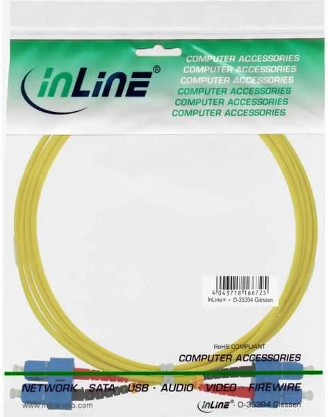 „InLine“ šviesolaidinis kabelis dvipusis, SC/SC, 9/125 µm, OS2, 2 m (82925A)