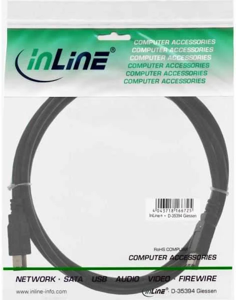 Intos InLine FireWire kabelis 6 kontaktų kištukas - 6 kontaktų kištukas, 2 m, juodas