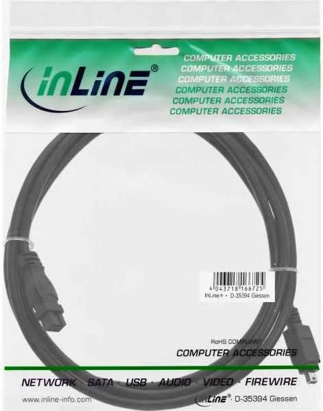 InLine Firewire 9-pin - Firewire 4-pin, 1m, Juodas (34901)