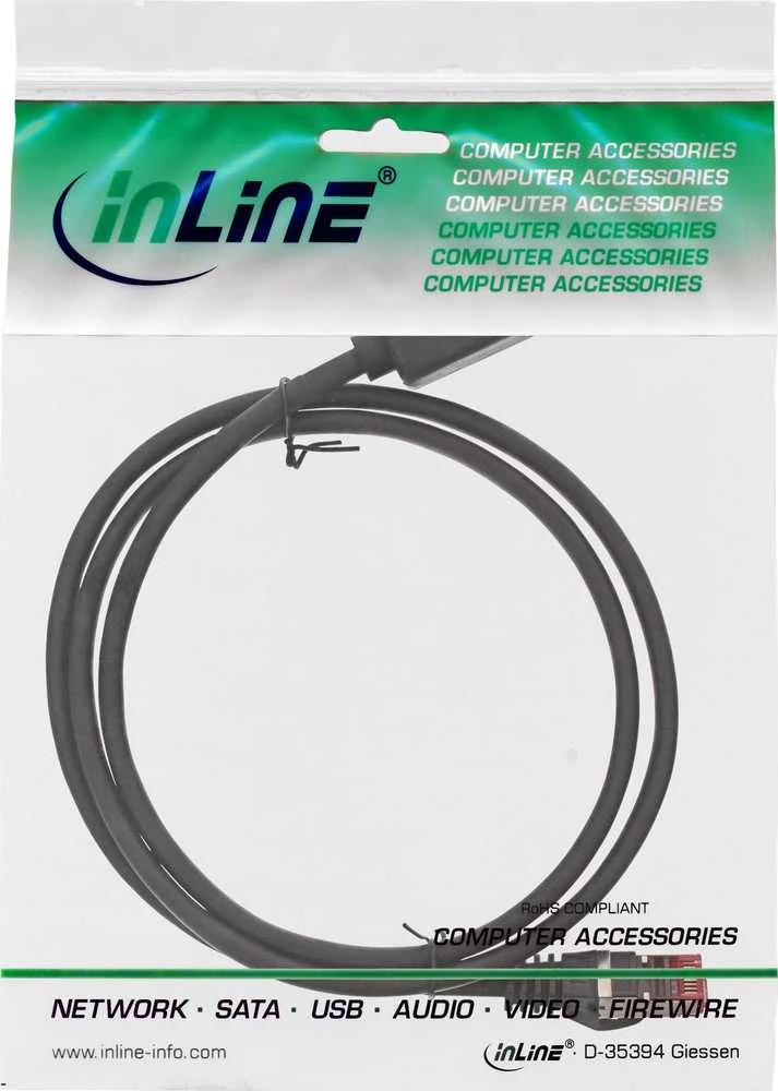 InLine® Komutacinis kabelis Extension S/FTP PiMF Cat.6 250MHz vario be halogeno juodas 0,5m
