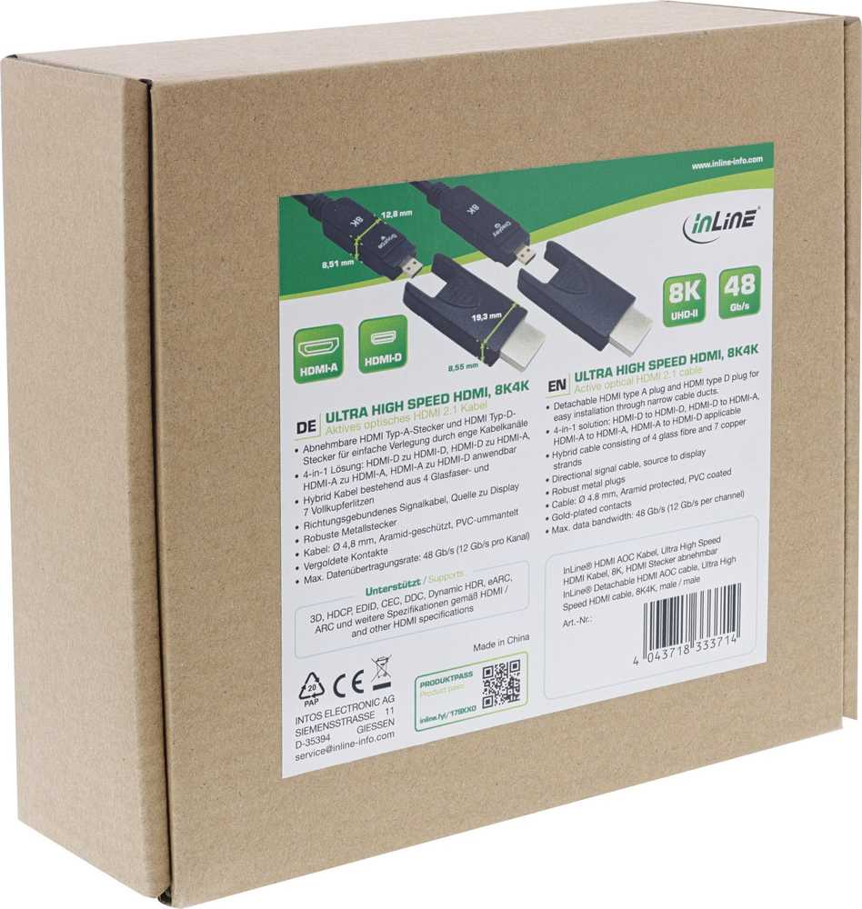 Kabelis InLine HDMI - HDMI 20 m juodas