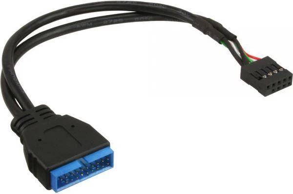 InLine USB 19 kontaktas - USB 9 kontaktas, 0,15 m, Juodas (33449I)