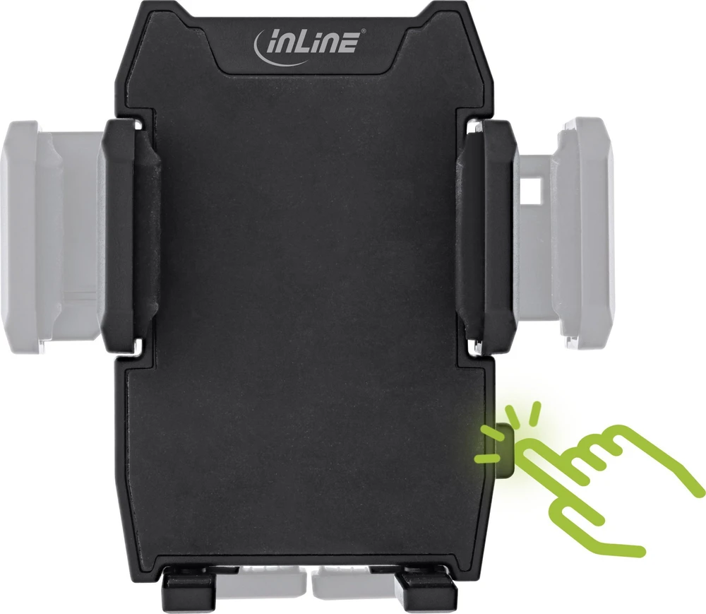 InLine® išmaniojo telefono priekinis stiklas Automobilinis laikiklis su siurbtuku arba ventiliacijos grotelėms, ONE CLICK EASY II, universalus