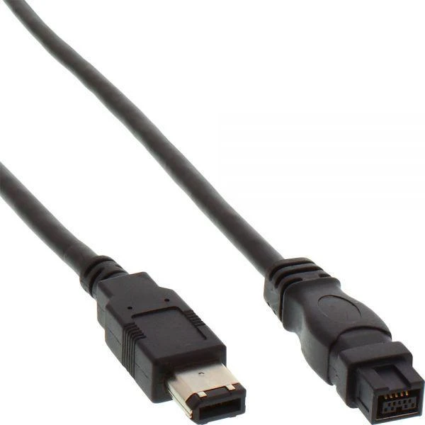 InLine Firewire 9 kontaktų – Firewire 6 kontaktų, 2m, Juodas (36902)