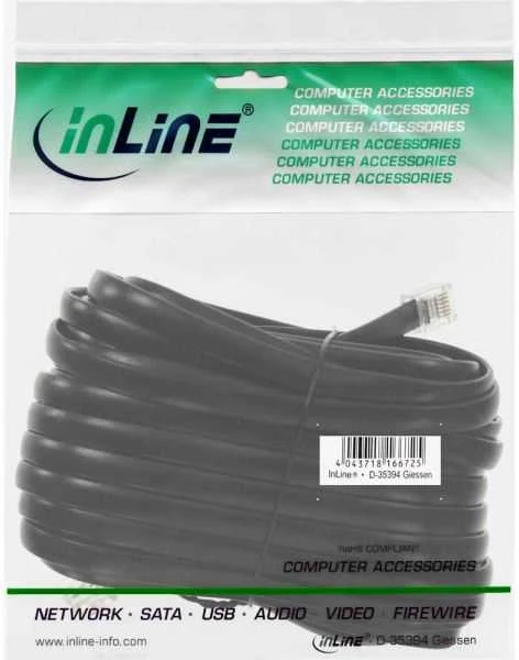 InLine Kabelis RJ12 męski - męski 6P6C, 10m (18840)