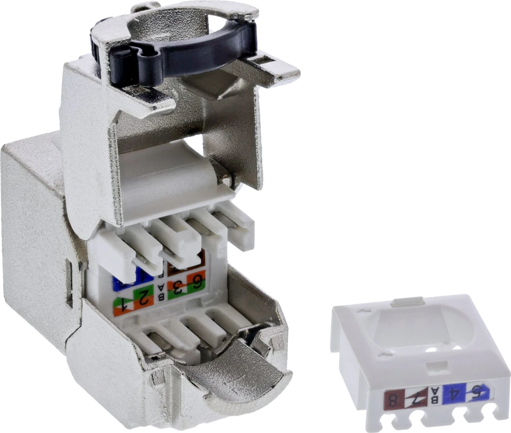 InLine® Keystone RJ45 plonas lizdas, SNAP-In, Cat.8.1, integruotas kabelio raištis