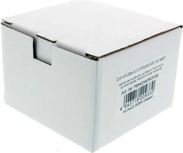 InLine sieninis lizdas, 2x RJ45 moteriškas, baltas (76842W)