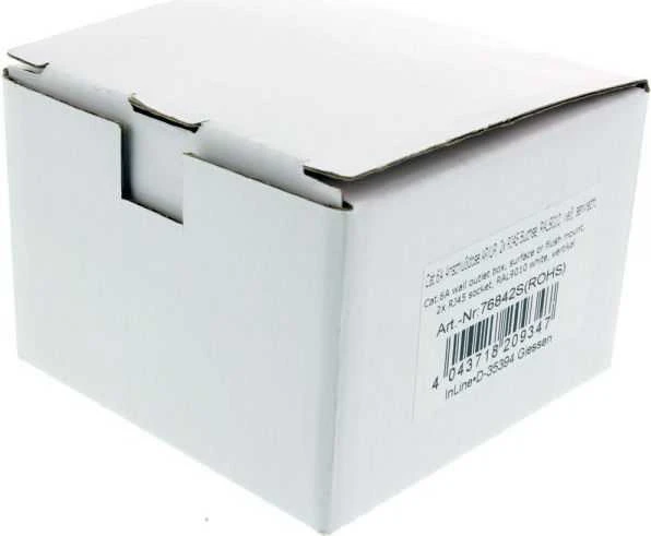 InLine Lizdas Cat.6A Ścienne, 2x RJ45, kabelis (76842S)
