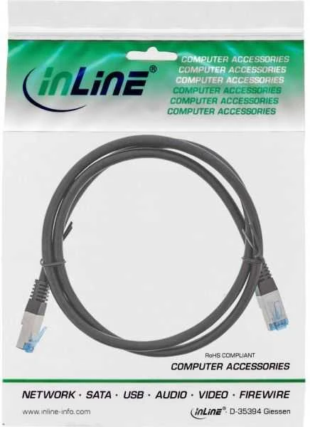 InLine - Komutacinis kabelis - RJ-45 (M) to RJ-45 (M) - 3.0m - SFTP, PiMF - CAT 6a - Halogen Free, Stranded - Juodas (74803S)