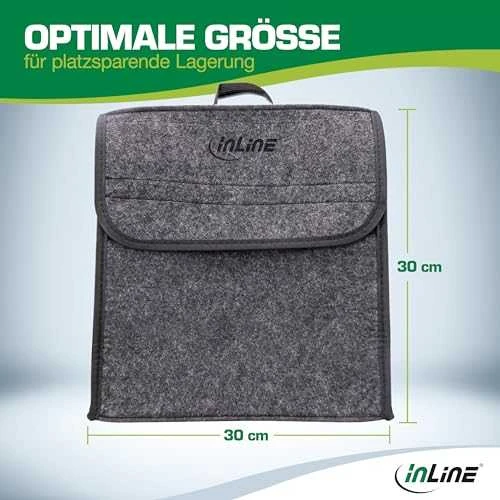 „InLine“ krepšys automobilio įkrovimo kabeliui iki 7,5 m pilkos spalvos (16299I)