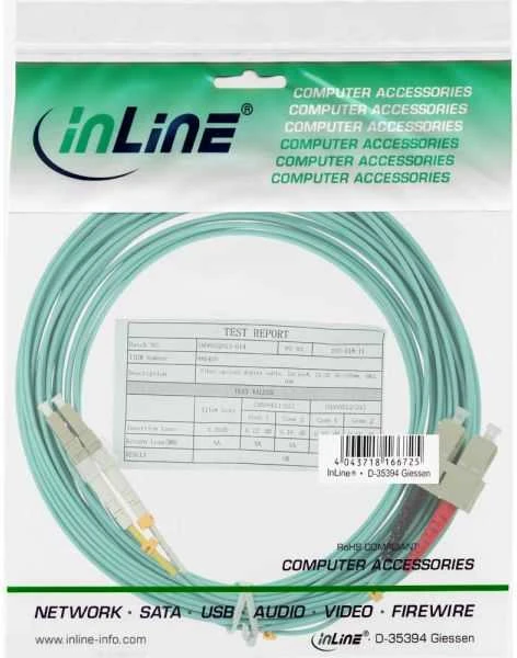 Inline Linijinis šviesolaidinis patchcord LC/SC, 50/125 µm, OM3 3m (88643O)